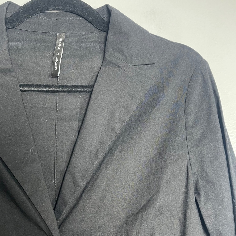 PETER O MAHLER Long Blazer Jacket Size 1 Small Black Minimalist Lagenlook Career View 2